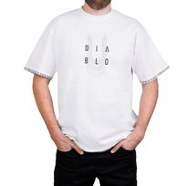 DIABLO T-Shirt Koszulka Męska Bawełniana Wygodna Nadruk 3D BIAŁA rozm M