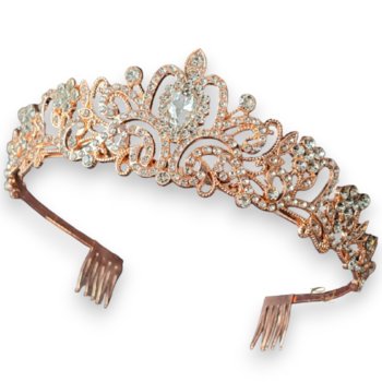 Diadem, korona, tiara ślub, studniówka, sylwester, różowe złoto,  rose gold - inna