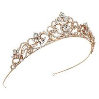 DIADEM ŚLUBNY KORONA kryształy RÓŻOWE ZŁOTO tiara Miss Glow