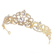 DIADEM ŚLUBNY KORONA kryształy ZŁOTA tiara ŚLUB Miss Glow