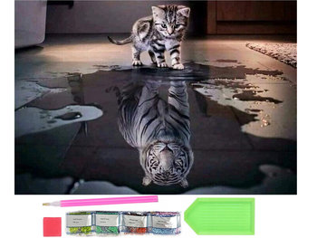 Diamentowa Mozaika 5D Kot Haft Diamentowy Tygrys - Pegaz Toys