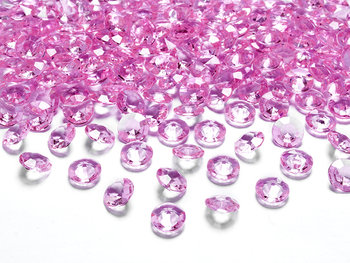Diamentowe konfetti, różowy, 12 mm, 100 sztuk - PartyDeco