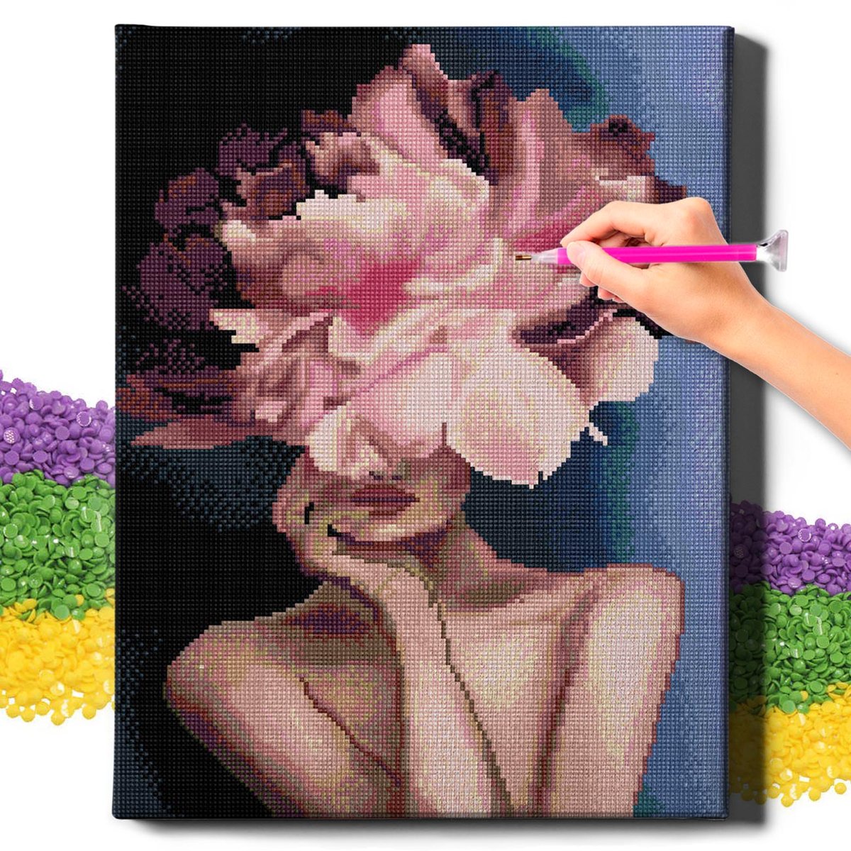 Zdjęcia - Kreatywność i rękodzieło Diamond PAINTING 5D z RAMĄ Haft Diamentowy Duży Kwiaty Mozaika 40x50 cm 