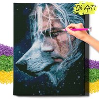 DIAMOND PAINTING 5D z RAMĄ Haft Diamentowy Duży Wiedźmin Mozaika 40x50 cm
