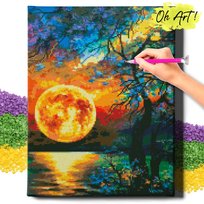 DIAMOND PAINTING 5D z RAMĄ Haft Krajobraz Diamentowy Duży Pełnia księżyca Mozaika 40x50 cm