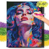 DIAMOND PAINTING 5D z RAMĄ Kobieta Haft Diamentowy Duży Dziewczyna z niebieskimi włosami 40x50 cm