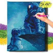 DIAMOND PAINTING 5D z RAMĄ Kosmos Haft Diamentowy Duży Astronauta i gwiazdy Mozaika 40x50 cm
