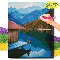 DIAMOND PAINTING 5D z RAMĄ Krajobraz Haft Diamentowy Duży Cisza w górach Mozaika 40x50 cm