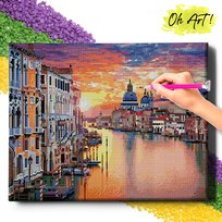 DIAMOND PAINTING 5D z RAMĄ Krajobraz Haft Diamentowy Duży Wenecja o zachodzie Mozaika 40x50 cm