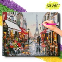 DIAMOND PAINTING 5D z RAMĄ Krajobraz Haft Diamentowy Duży Życie w Paryżu Mozaika 40x50 cm