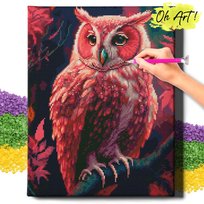 Diamond Painting 5D Z Ramą Sowa Haft Diamentowy Duży Różowa Sowa Mozaika 40X50 Cm