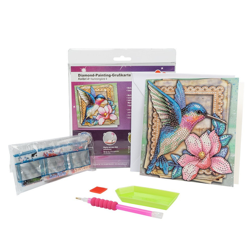 Diamond painting, kartka, Koliberek 4, 16x16cm Inna marka Sklep