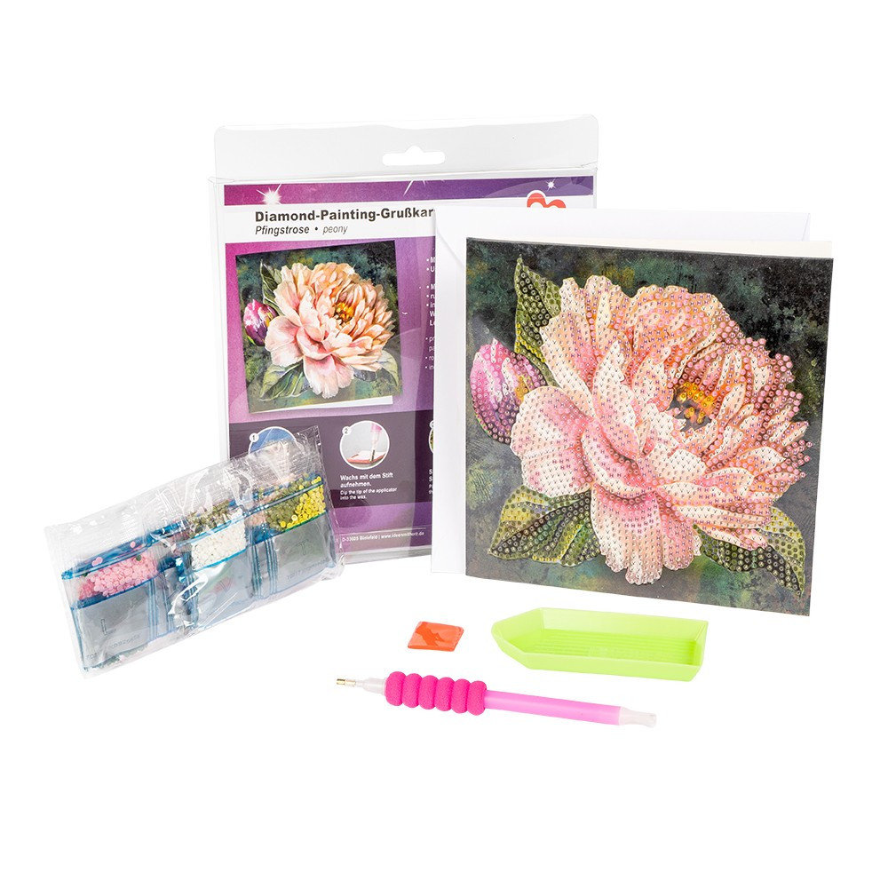 Diamond painting kartka piwonie 16x16cm Inna marka Sklep