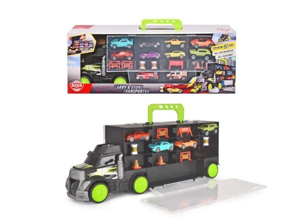 Фото - Машинка Dickie Toys, Ciężarówka i walizka z uchwytem City z 4 pojazdami i akcesori 