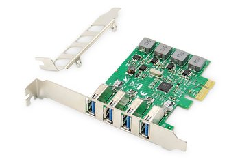 Digitus, Karta rozszerzeń (Kontroler) USB 3.0 PCI Express 4xUSB 3.0 Low Profile Chipset: VL805 - Digitus