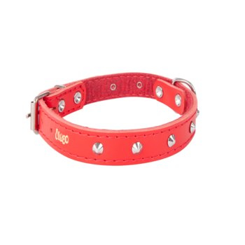Dingo Obroża skórzana z ćwiekami dla psa CLASSIC czerwona 1,6 x 45 cm  - Dingo