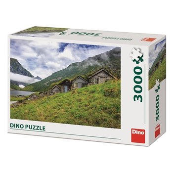 Dino, puzzle, Norwegia, Wioska nad Fiordem, 3000 el. - Dino
