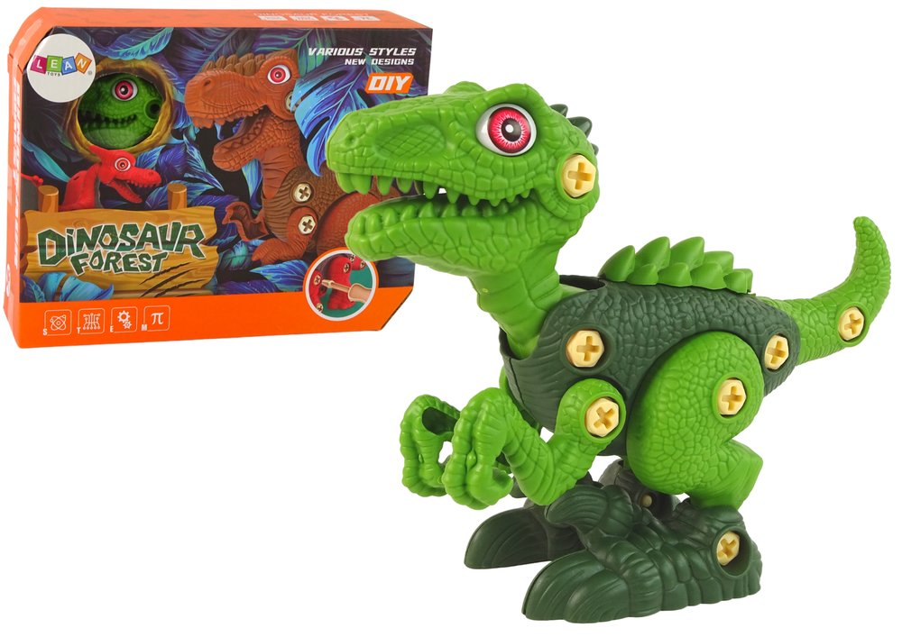 Zdjęcia - Gra planszowa LEAN Toys Dinozaur Do Rozkręcania Majsterkowanie Zielony 