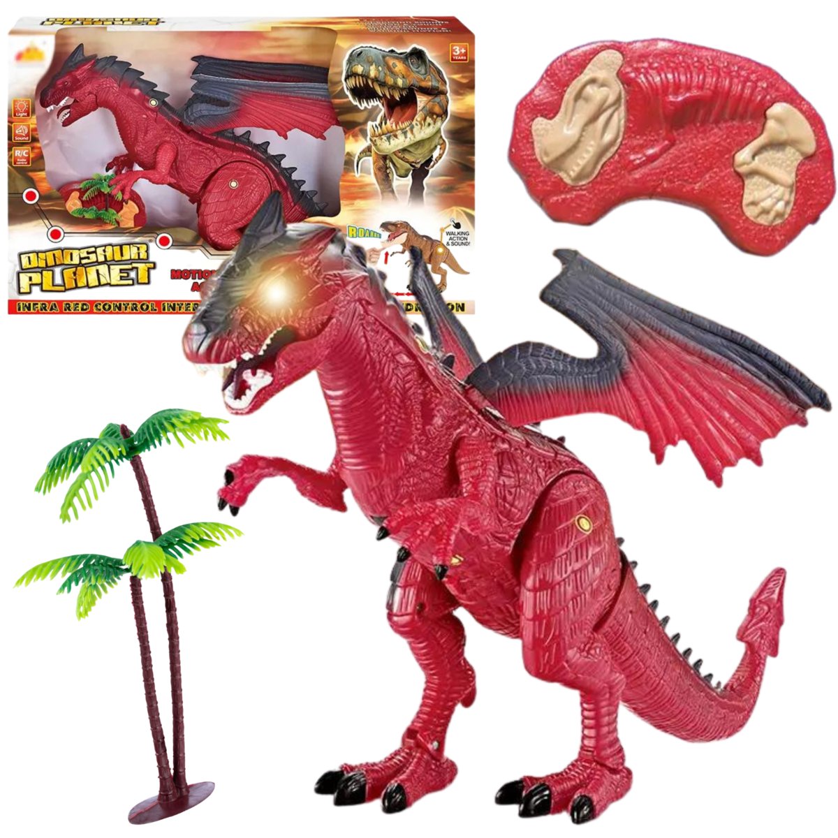 Zdjęcia - Zabawka edukacyjna SMOK Dinozaur  Zdalnie Sterowany Rc Światło Dżwięk Chodzi Ryczy Świeci Duży 