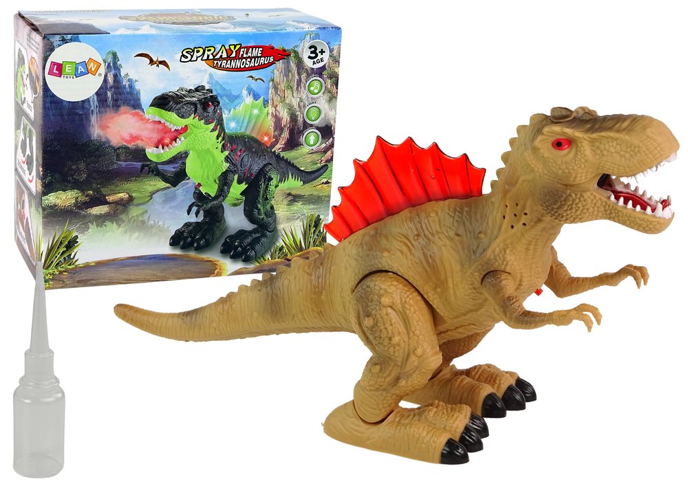 Zdjęcia - Gra planszowa LEAN Toys Dinozaur Zieje Ogniem Para Wodna Świeci Na Baterie Brązowy 