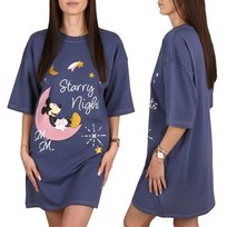 DISNEY Myszka Mickey Damska koszula nocna, 100% BAWEŁNA, koszulka do spania NA LATO S Disney