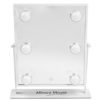 Disney Myszka Mickey lustro obrotowe z lampkami, Biały, 25x30 cm - Disney