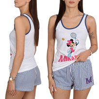 DISNEY Myszka Minnie Biało-granatowa, BAWEŁNIANA piżama damska, DWUCZĘŚCIOWA piżamka NA LATO na ramiączkach 100% BAWEŁNA OEKO-TEX XL Disney
