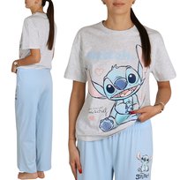 DISNEY Stitch BAWEŁNIANA piżama damska, DWUCZĘŚCIOWA piżamka z krótkim rękawem, DŁUGIE spodnie L Disney