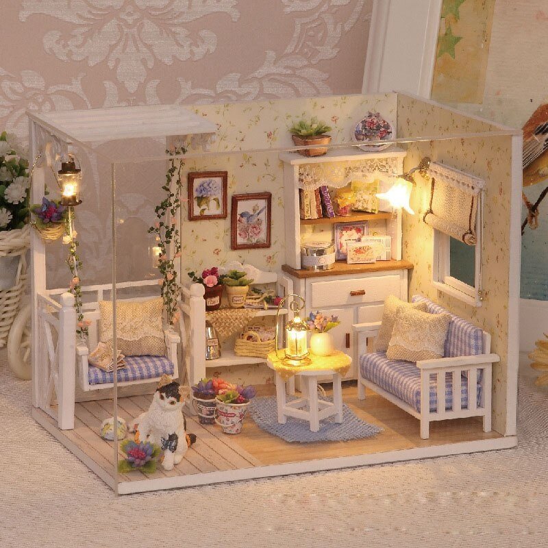 DIY Miniaturowy Domek dla Lalek Drewniany Model 3D do Złożenia Dom LED ...