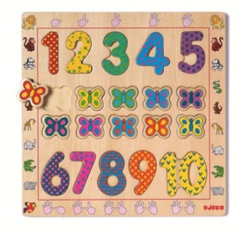 Djeco, puzzle drewniane Cyfry i motyle