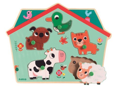Djeco, puzzle drewniane Zwierzęta z dźwiękiem