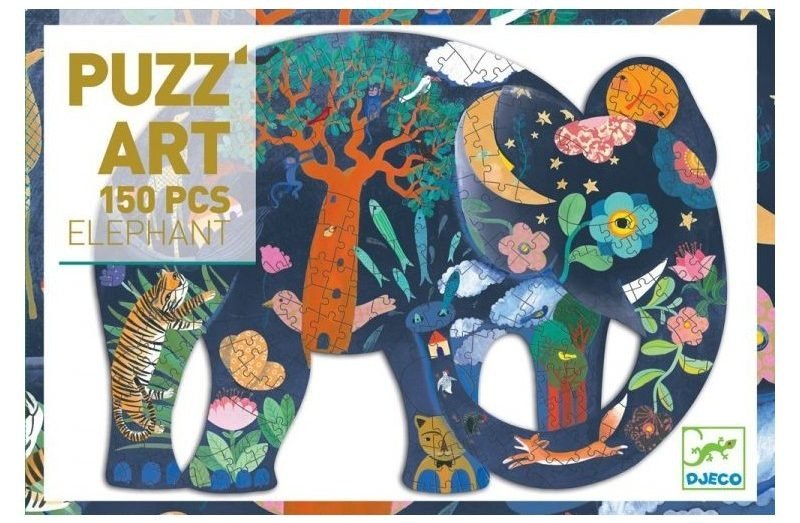 Djeco, puzzle, w pudełku, Słoń, 150 el.