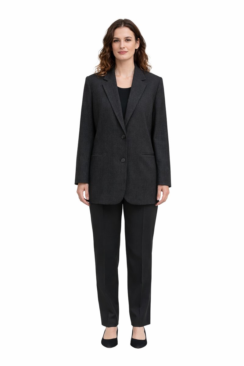 DKNY DKNY GŁADKI CZARNY MARYNARKA JEDNORZĘDOWA Z KLASYCZNYM KOŁNIERZEM 40 I3A