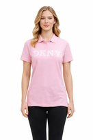 DKNY RÓŻOWA KOSZULKA POLO Z LOGO I KLASYCZNYM KOŁNIERZEM S I4A DKNY