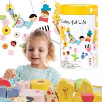 DLA DZIECI DREWNIANE KLOCKI DO NAWLEKANIA UBIERANIE DZIECI