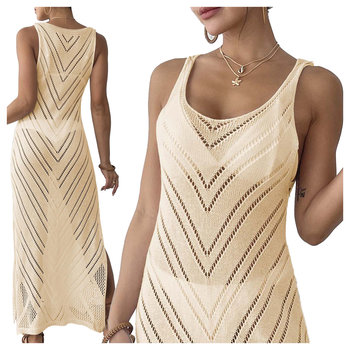 Długa ażurowa sukienka plażowa boho MAXI - Luvu