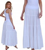 Długa spódnica BIAŁA zwiewna Letnia Hiszpanka BOHO Alur