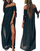 Długa Tunika Plażowa Letnia Sukienka Damska Pareo Na Plażę Zwiewna Narzutka