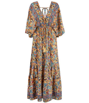 Długa zwiewna sukienka w stylu etno hippie indyjskie wzory SHANTI - Agrafka