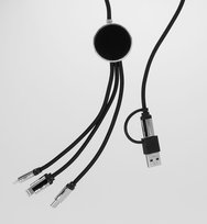 Długi Kabel 4W1 Z Podświetlanym Logo Czarny