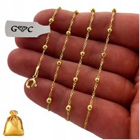 DŁUGI ZŁOTY ŁAŃCUSZEK DAMSKI Z KULECZKAMI SREBRO 925 POZŁACANY REGULOWANY