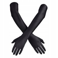 Długie Czarne Rękawiczki Za Łokieć Retro 60 Cm Kobiece Bal Karnawał