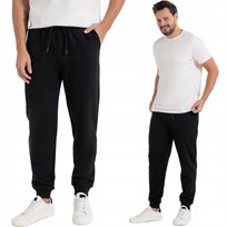 DŁUGIE MIĘKKIE SPODNIE DRESOWE MĘSKIE Z KIESZENIAMI BAWEŁNA DRESY MORAJ 3XL BLACK