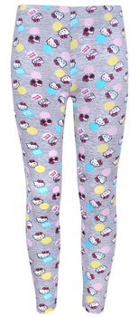 Długie, szare, dziewczęce legginsy z powtarzającym sie wzorem Hello Kitty 7 lat 122 cm - Hello Kitty