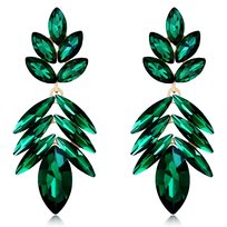 Długie Złote Kolczyki Krople Łezki Szmaragdowe Zielone Eleganckie KOKONET