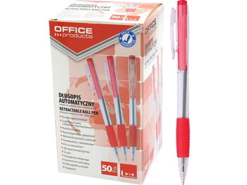 Długopis automatyczny Office 0,7mm czerwony 50 sztuk - Office Products