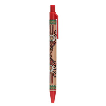 Długopis folk plastikowy ze wzorem podhalańskim, czerwony - Artfolk