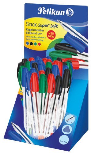 Pelikan Supersoft Kugelschreiber Blau – 50 Stück, 1,8 Mm Spitze, 0,4 Mm Strichstärke, Mit Transparentem Schaft
