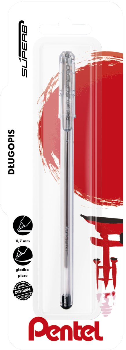 Długopis Pentel Superb BK77 Czarny kolor tuszu, klasyczny z ...