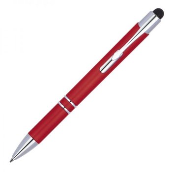Długopis plastikowy touch pen z podświetlanym logo WORLD czerwony - HelloShop
